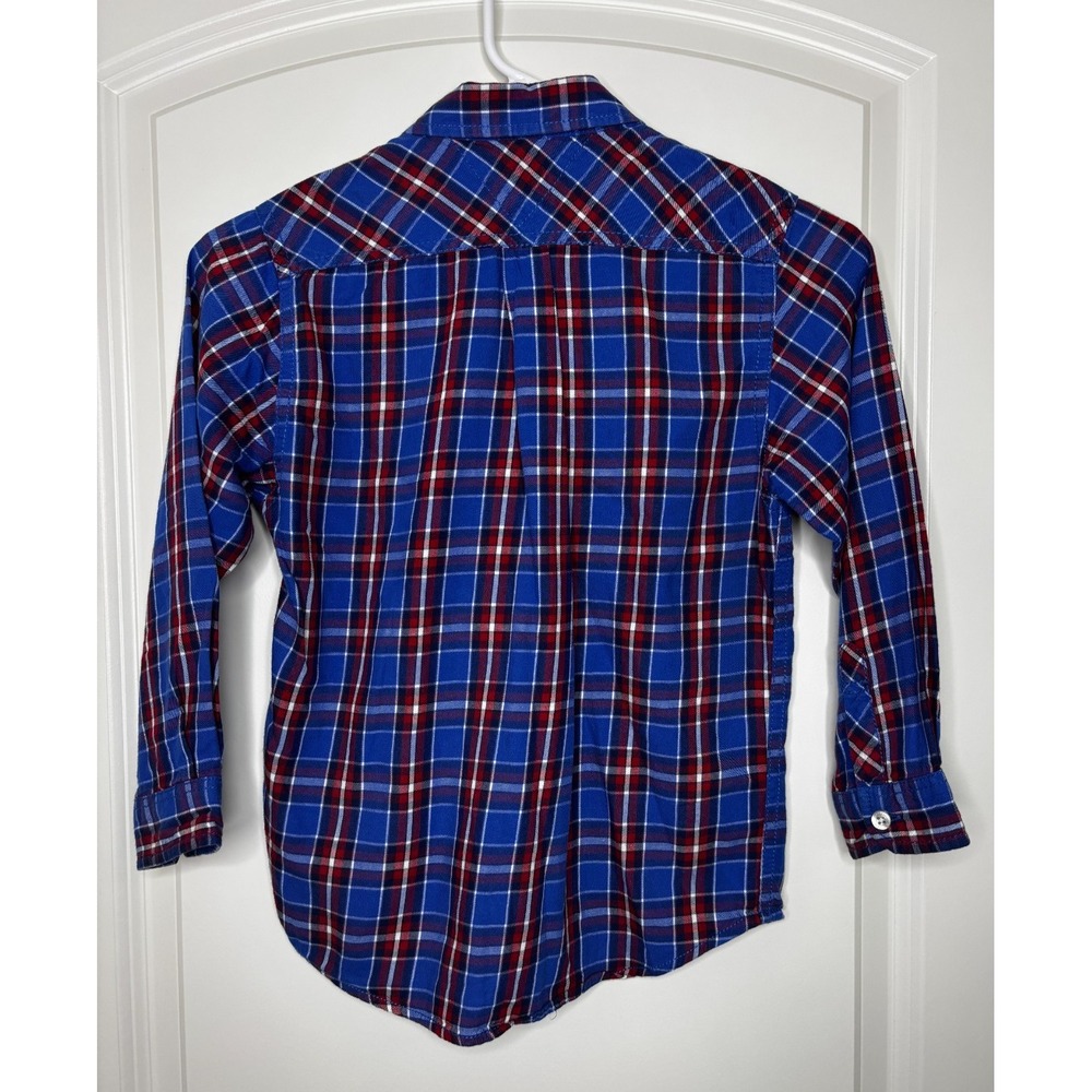 Tommy Hilfiger Boys Kids Button Up Long Sleeve Shirt Blue‎ Red Plaid Size 6 - Picture 2 of 7